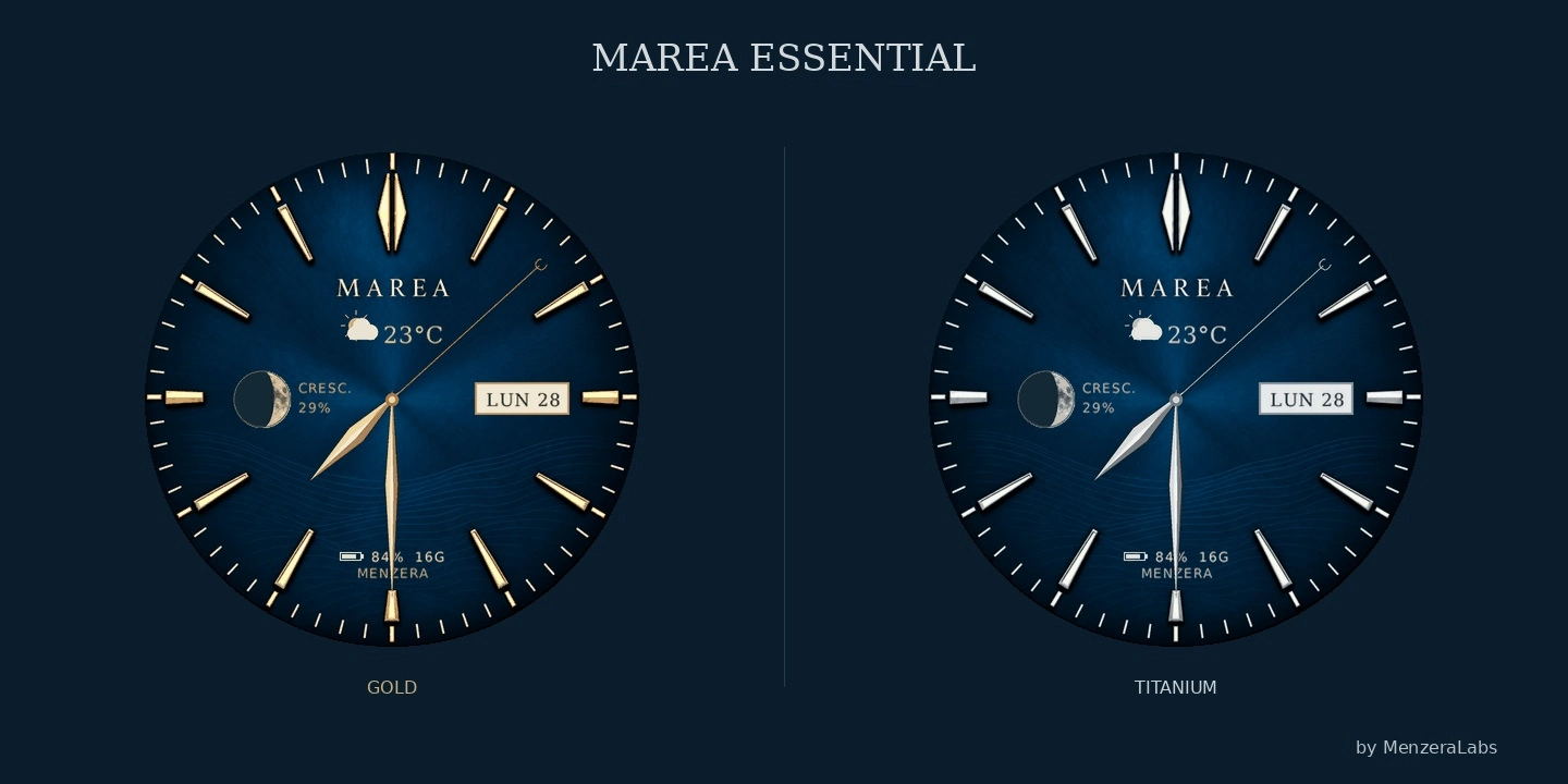 MAREA Essential: confronto tra accenti Oro e Titanio